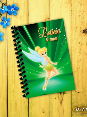 Caderninhos com capa e folhas personalizadas - sininho