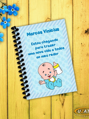 Caderninhos com capa e folhas personalizadas-chá de fraldas