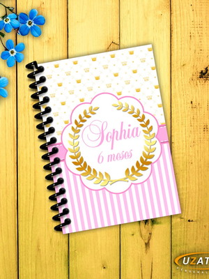 Caderninhos com capa e folhas personalizadas - realeza