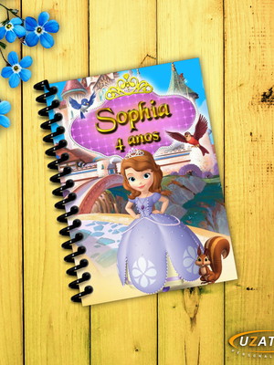 Caderninhos com capa e folhas personalizadas princesa sofia