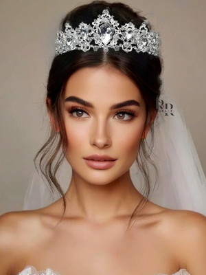 Coroa de noiva tiara gema banho de prata casamento debutante