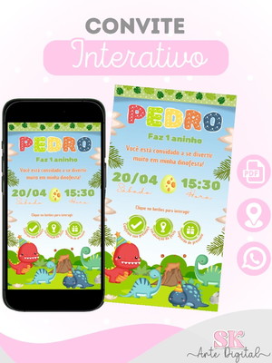 Convite interativo dino baby