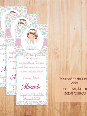 Marcador livro batizado com mini terço