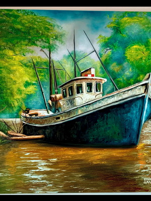 Barco pintura óleo