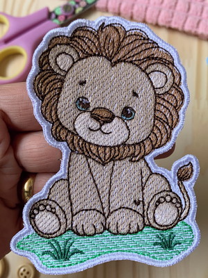 Patch bordado termocolante leão do safari