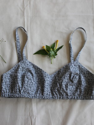 Sutiã de algodão - floral preto e branco