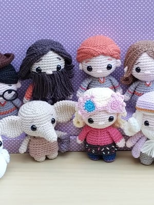 Coleção harry potter com 8 personagens amigurumi