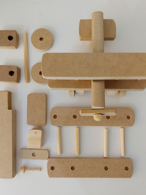 Brinquedo de madeira desmontado: avião de mdf - pacote com 7