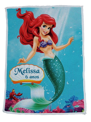 Toalhinha de mão ariel pequena sereia personalizada com nome