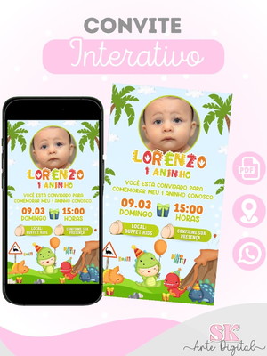 Convite interativo dino baby