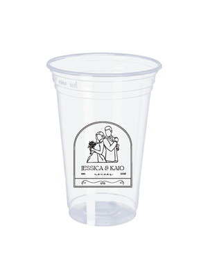Kit 100 copos descartáveis 300 ml - tema noivinhos