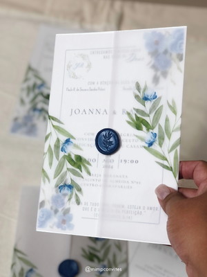 Convite de casamento azul serenity