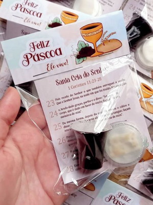 Lapela com pão e vinho (suco de uva) santa ceia- páscoa
