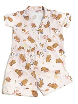 Pijama americano curto capivaras fofas