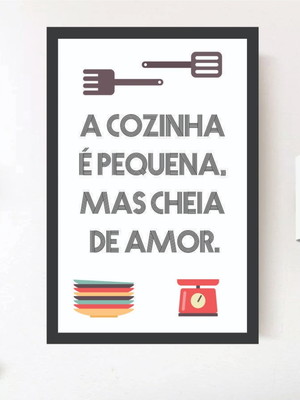 Quadro decorativo cozinha frases decoração moldura e vidro