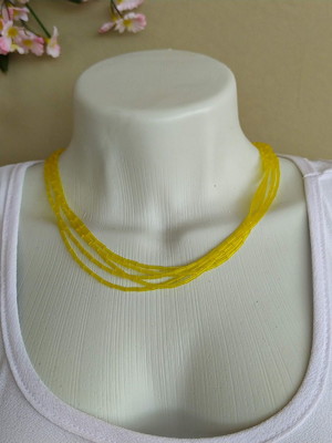 Acessórios - colar canutilhos 5 vias - amarelo