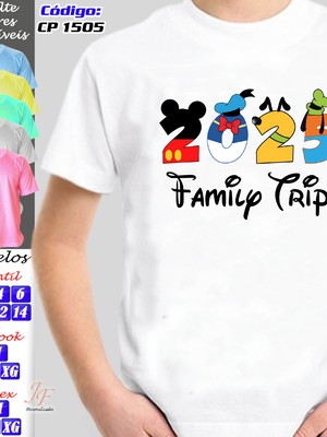 02 camisetas personalizadas viagem família disney