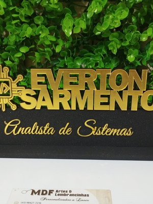 Placa de mesa profissao mdf 6mm analista de sistemas