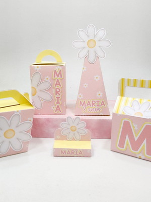 Kit personalizado margarida pegue e monte-50 lembrancinhas