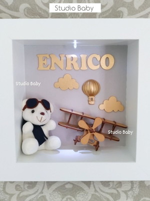 Quadro maternidade urso aviador