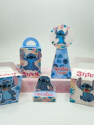 Kit personalizado stitch pegue e monte-30 lembrancinhas