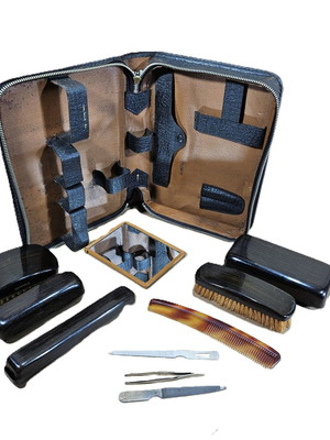 Necessaire couro legítimo peças baquelite americano exclusiv