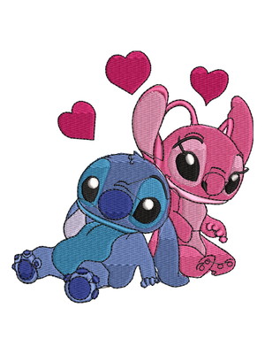 Patch aplique bordado termocolante casal angel stitch 13x13