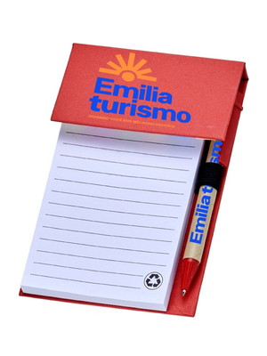 Brinde agenda com caneta personalizada e autoadesivos