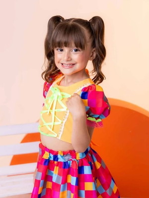 Conjunto junino banana club luxo manu verde neon