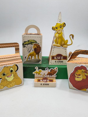 Kit personalizado rei leão pegue e monte-30 lembrancinhas