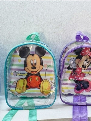 Mochila personalizada mickey e minnie plástico cristal
