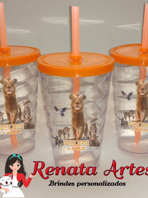 Copo com canudo 500ml rei leão mufasa