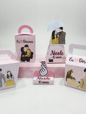 Kit personalizado dorama pegue e monte-50 lembrancinhas