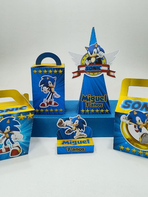 Kit personalizado sonic pegue e monte-50 lembrancinhas