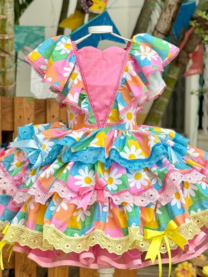 Vestido junino luxo maria margarida até o tamanho 10