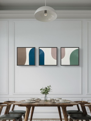 Trio de quadros em mdf com textura