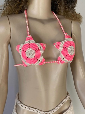 Top biquini de estrela em macrame