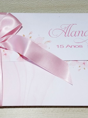 Convite 15 anos floral rosa - r$ 3,99 cada