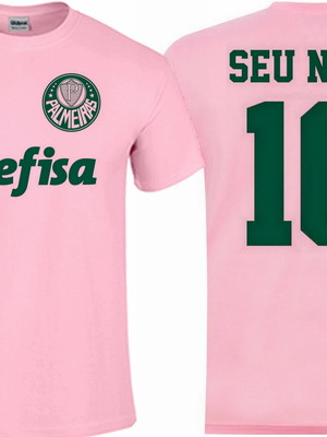 Camiseta infantil ou adulto rosa time futebol palmeira.s