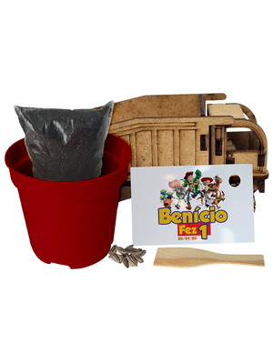 Lembrancinha caminhão mdf com flores e temperos - toy story