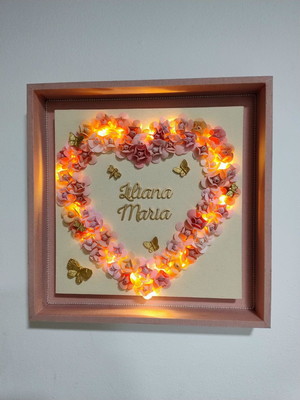 Quadro porta maternidade floral com led