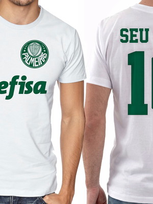 Camiseta infantil ou adulto branco time futebol palmeira.s