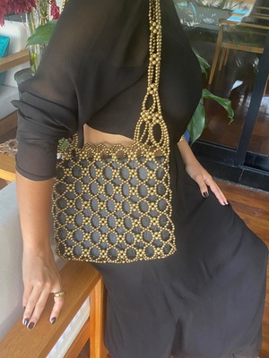 Bolsa renda de miçangas ouro velho - versatil e exclusiva