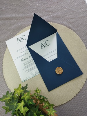 Convite de casamento envelope com lacre
