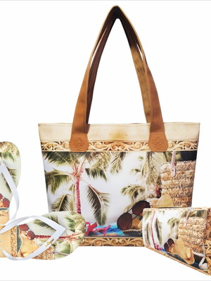 Kit bolsa, necessaire, chinelo feminino praia b053 - magicc