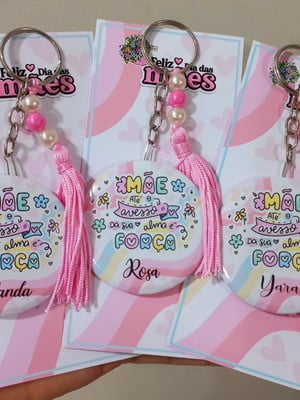 Chaveiro dia das mães com espelho e tassel 5 cm