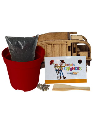 Lembrancinha caminhão mdf com flores e temperos - toy story