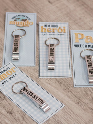 Card com chaveiro abridor - 20 lembrancinha dia dos pais