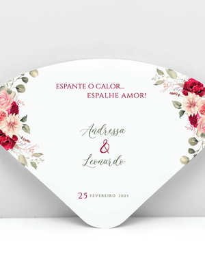 Ventarola leque personalizado casamento marsala