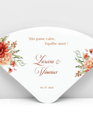 Ventarola leque abanador casamento terracota